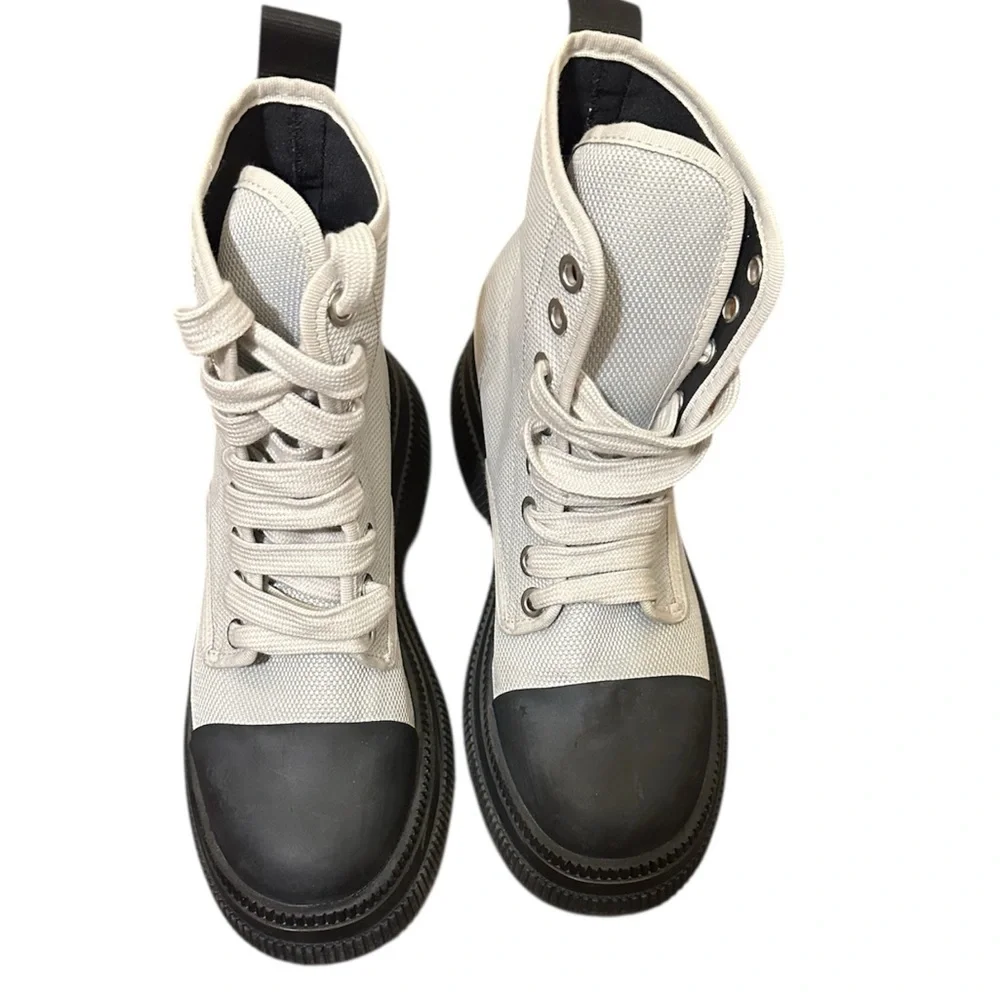 Ganni canvas high top platforms boots - Picture 2 of 5